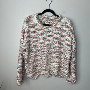 Jodifl Women's Multicolor Popcorn Knit Pullover Sweater‎ Size Medium Pointed Hem